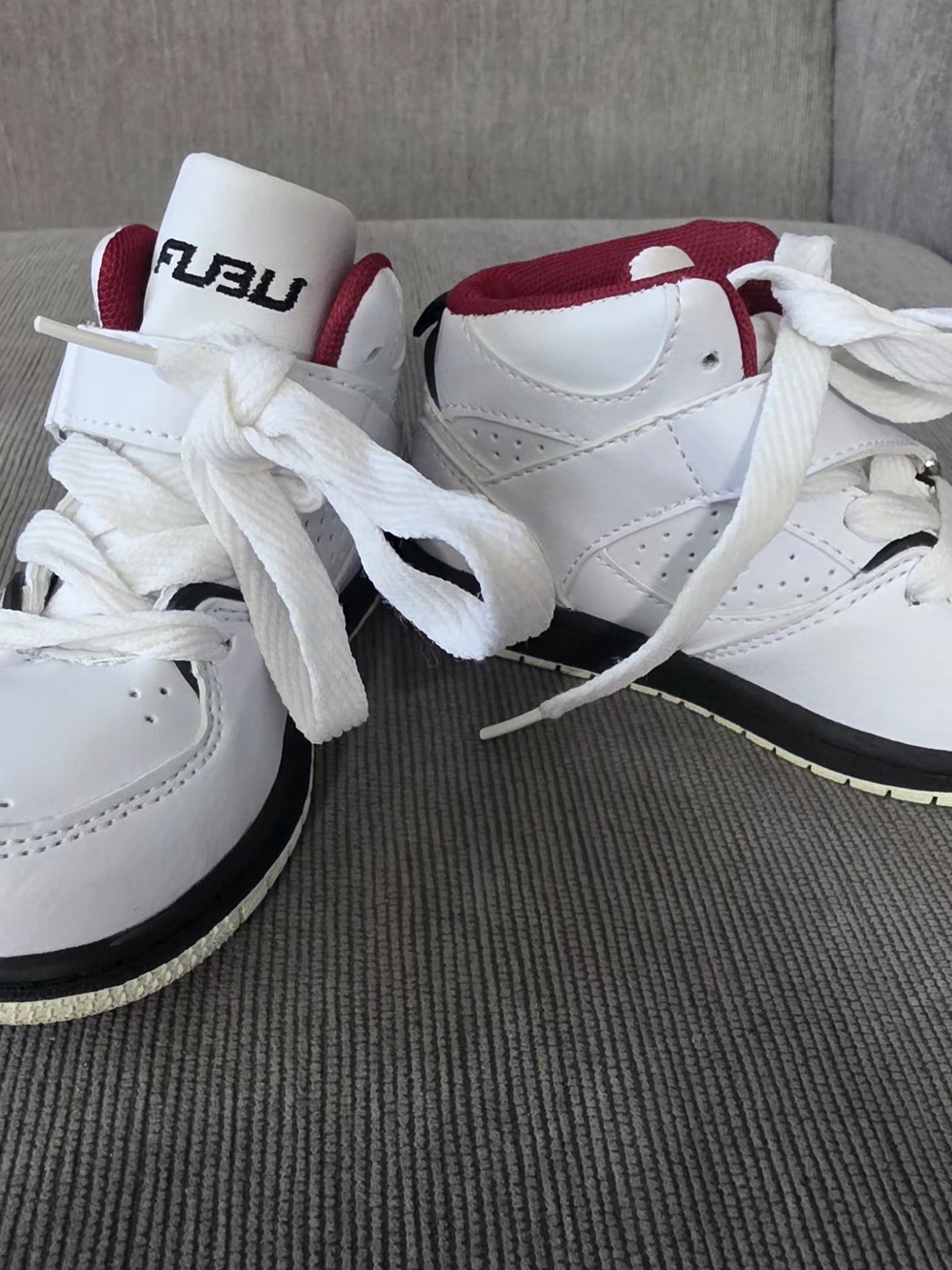FUBU Kids White and Red High-Top Sneakers